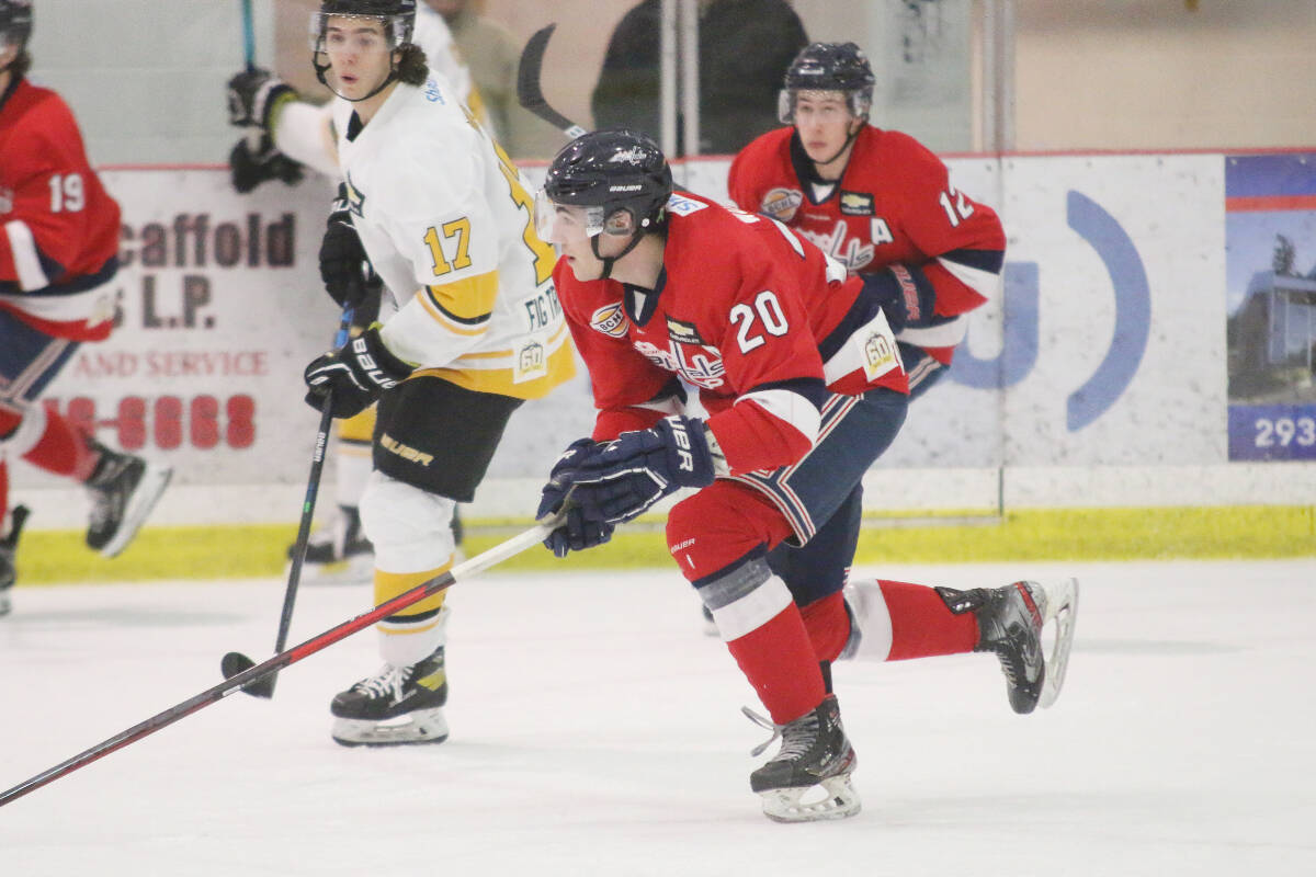 Griffin Wilson skates in the Cowichan Valley Capitals’ 6-5 overtime loss to the Coquitlam Express last Friday. (Kevin Rothbauer/Citizen)