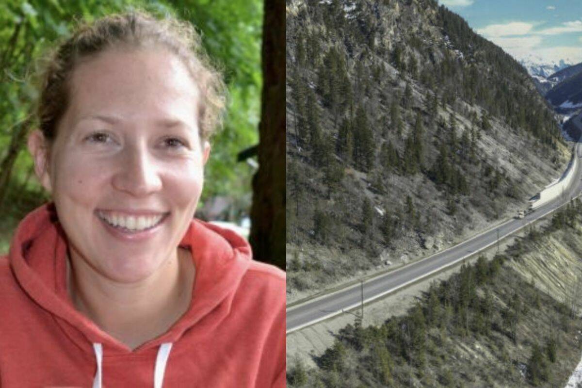 Lauran Tennant was travelling through the Golden area when her car was struck with a boulder in a rockslide.
