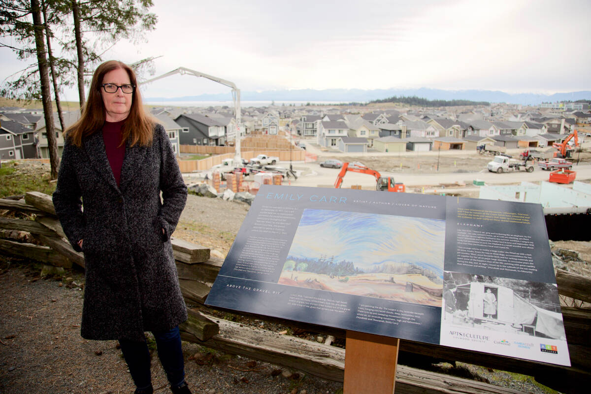 Laura Davis, president of the Arts and Culture Colwood Society, said the group’s first year was a success, including the installation of this Emily Carr interpretive sign near Royal Bay. Members and staff are looking forward to another year of bringing the community together through art. (Justin Samanski-Langille/News Staff)