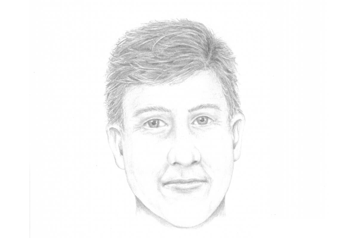 An age-enhanced sketch released on the 30th anniversary of Michael Dunahee’s disappearance shows what he may look like in 2021. (Courtesy of VicPD)