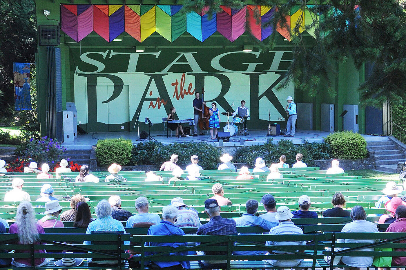 Spectators had their choice of seats in the sun or the shade while taking in a past performance in the Cameron Bandshell in Beacon Hill Park. The TD Victoria International JazzFest will produce shows at the outdoor venue on June 25 and 26. (Black Press Media file photo)