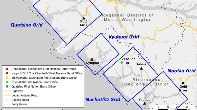 Four grids represented in the high-resolution overland tsunami mapping. Phase two of the project will be on the northern grids. Photo supplied
