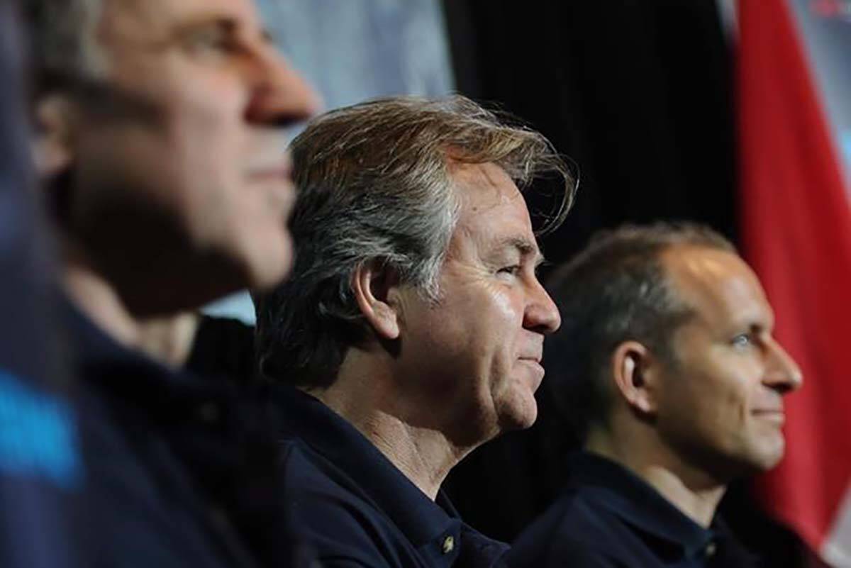 Canadian astronauts (left to right) Dave Williams, Bjarni Tryggvason and David Saint-Jacques take part in the opening of The Living In Space exhibit during its unveiling at the Canadian Aviation and Space Museum in Ottawa on Thursday, May 12, 2011. THE CANADIAN PRESS/Sean Kilpatrick