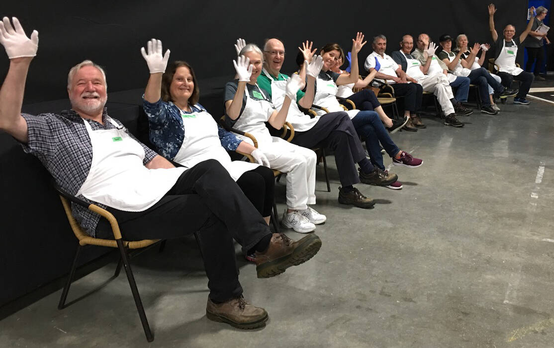 Sooke Fine Arts Show volunteer porters get ready to bring in the art on Intake day in 2019. (Contributed - Shannon Lee Rae)