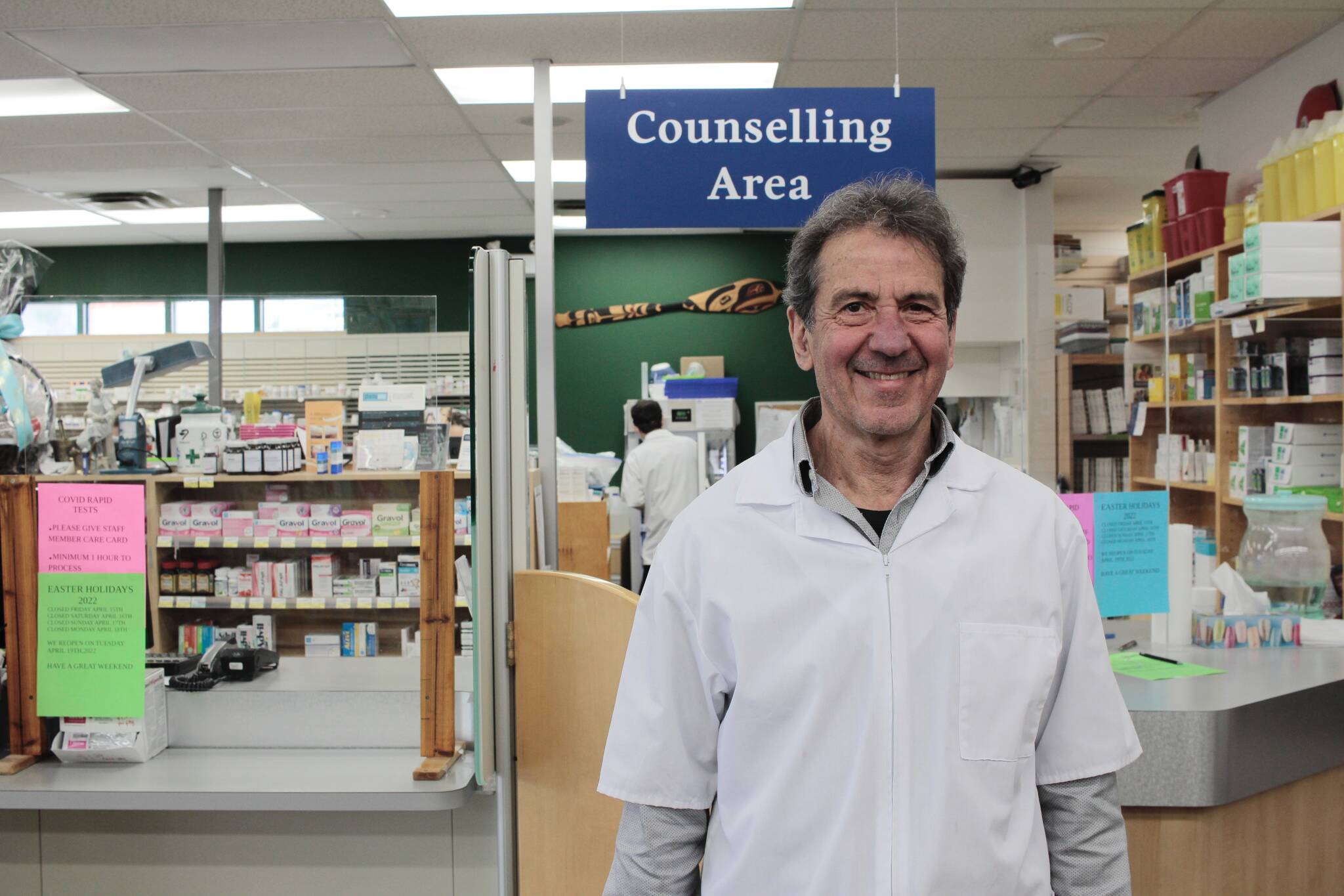 Pharmacist Joe Myers is dismayed that a competition to celebrate his pharmacy’s 25th anniversary was targeted by a scam. Photo by Marc Kitteringham/Campbell River Mirror