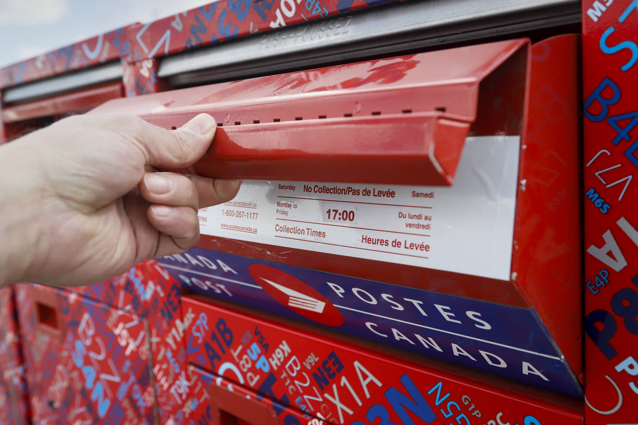 Mail boxes are seen at Canada Post’s main plant in Calgary, Alta., Saturday, May 9, 2020, amid a worldwide COVID-19 pandemic. THE CANADIAN PRESS/Jeff McIntosh