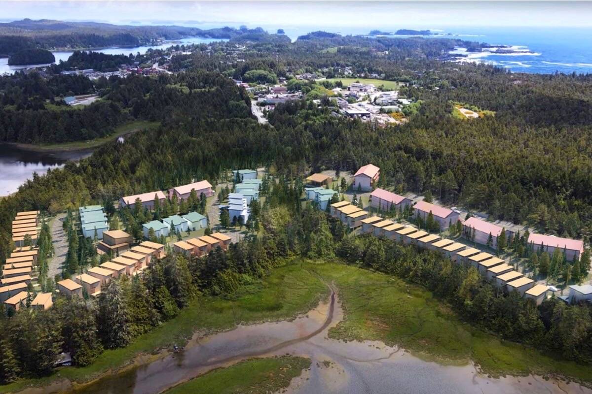 An aerial perspective facing southeast of the proposed Minato Bay community. (Formosis Architecture rendering)