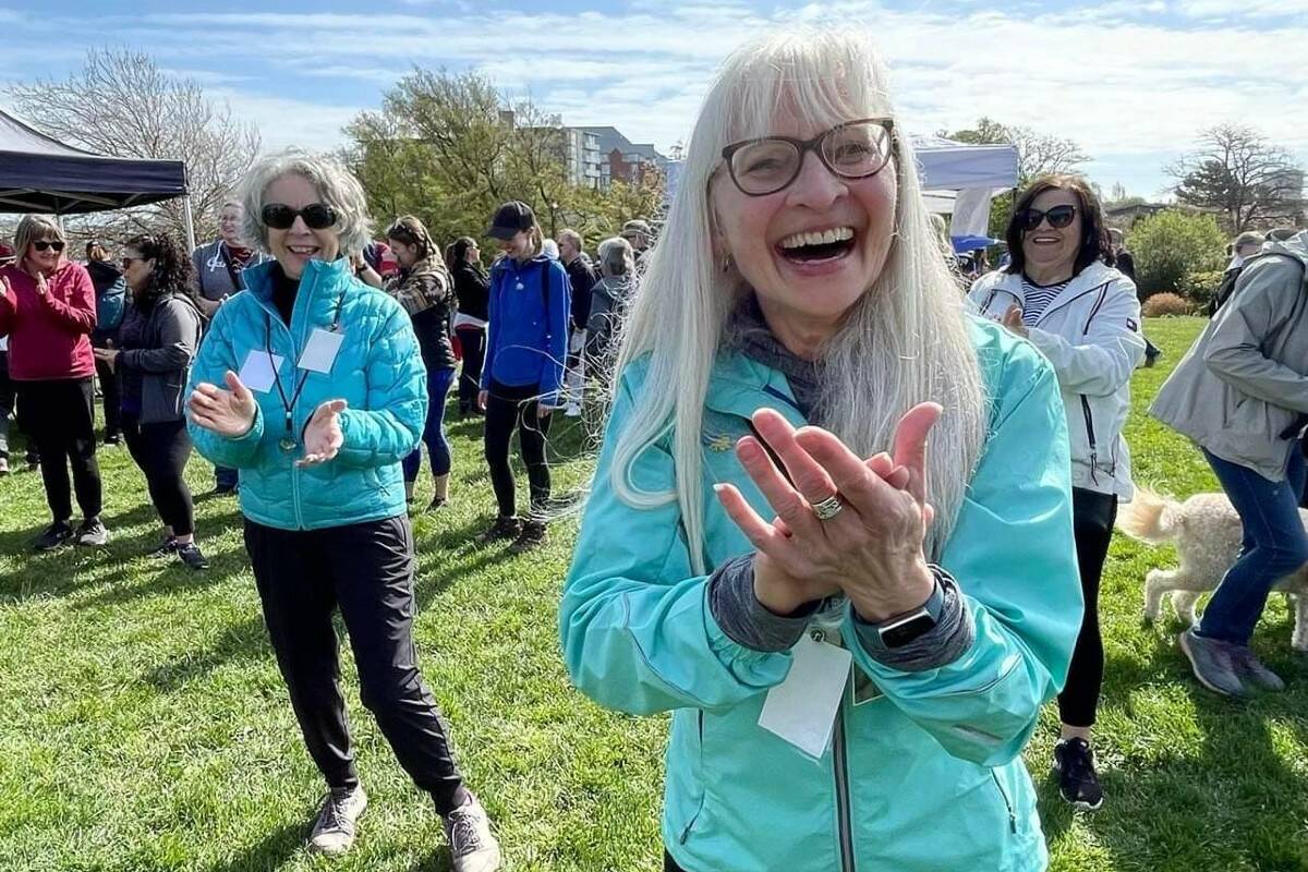 Participants get ready for the first in-person edition of Hike for Hospice since 2019, at Fisherman’s Wharf Park. (Courtesy of Victoria Hospice)