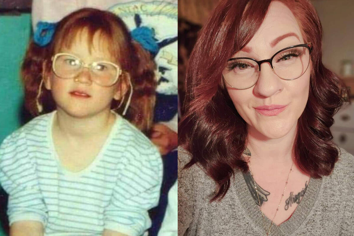 Jessica Cressey 30 years ago and today. She included the photo of her as a child in her original post as reference of what she looked like during her time in Revelstoke. (Contributed by Jessica Cressey)