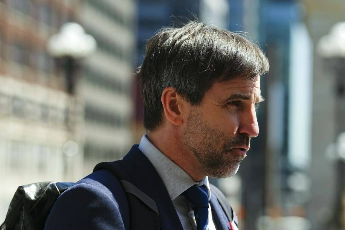 Minister of Environment and Climate Change Steven Guilbeault arrives to Parliament Hill in Ottawa on Thursday, May 5, 2022. Guilbeault says Canada’s big oil companies should be investing some of their record profits into projects to curb their greenhouse gas emissions. THE CANADIAN PRESS/Sean Kilpatrick