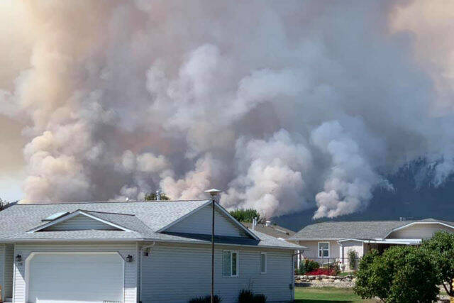 The White Rock Lake wildfire in North Okanagan is shown burning during the 2021 B.C. wildfire season. (Terry Lawson/Facebook)