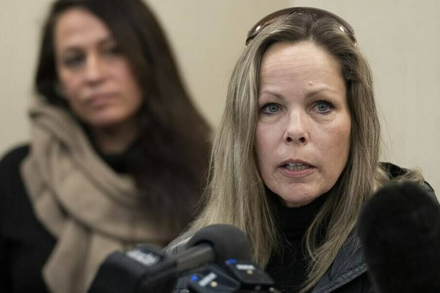 “Freedom convoy” organizer Tamara Lich delivers a statement during a news conference in Ottawa, on Feb. 3, 2022. An Ottawa judge is expected to make a decision today on Lich’s bail. Lich and fellow protest organizer Chris Barber are jointly accused of mischief, obstructing police, counselling others to commit mischief and intimidation. THE CANADIAN PRESS/Adrian Wyld