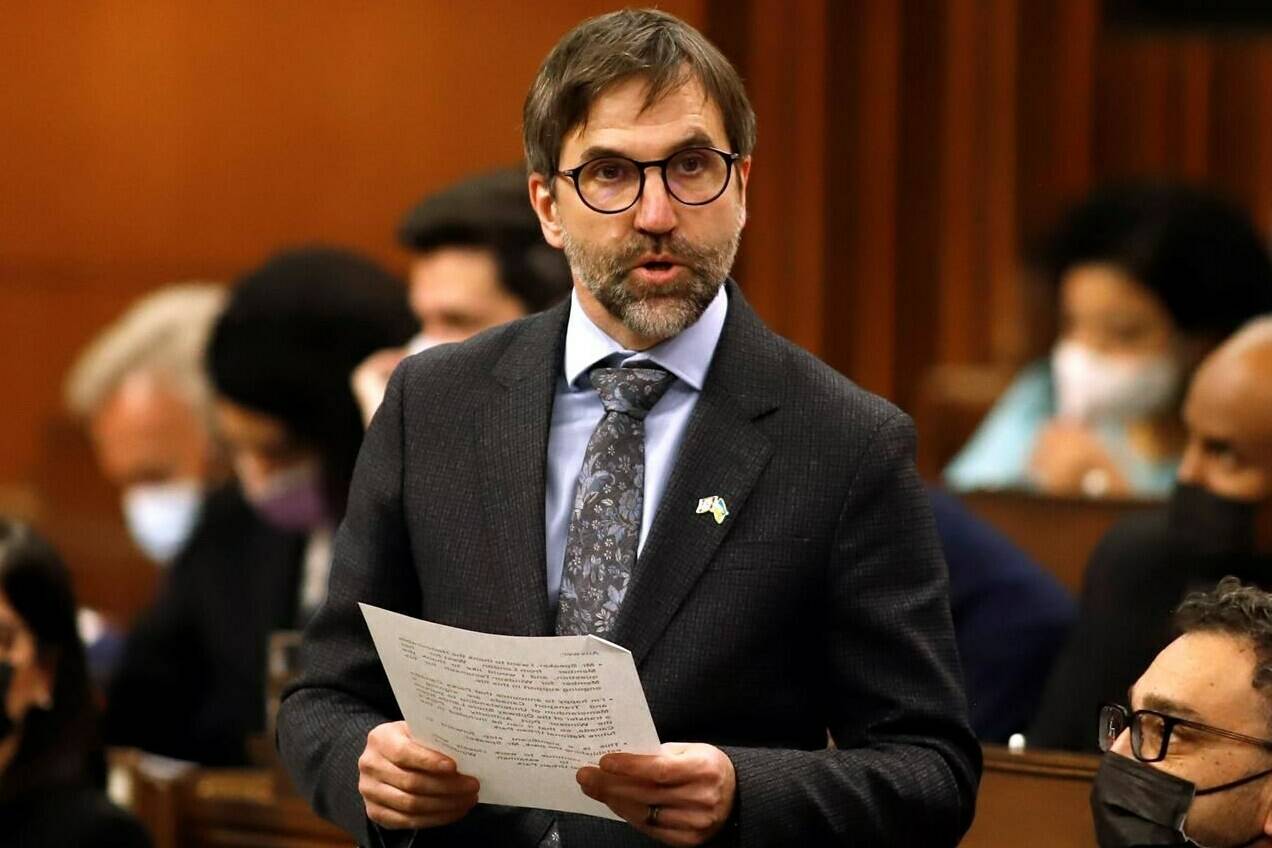 Steven Guilbeault rises during Question Period in the House of Commons on Parliament Hill in Ottawa on Thursday, May 12, 2022. The environment minister says a new bill he introduced gives legal protection to Canada’s historic sites for the first time and ensures Indigenous Peoples have a stronger voice in identifying and protecting places of historic significance in Canada.THE CANADIAN PRESS/ Patrick Doyle