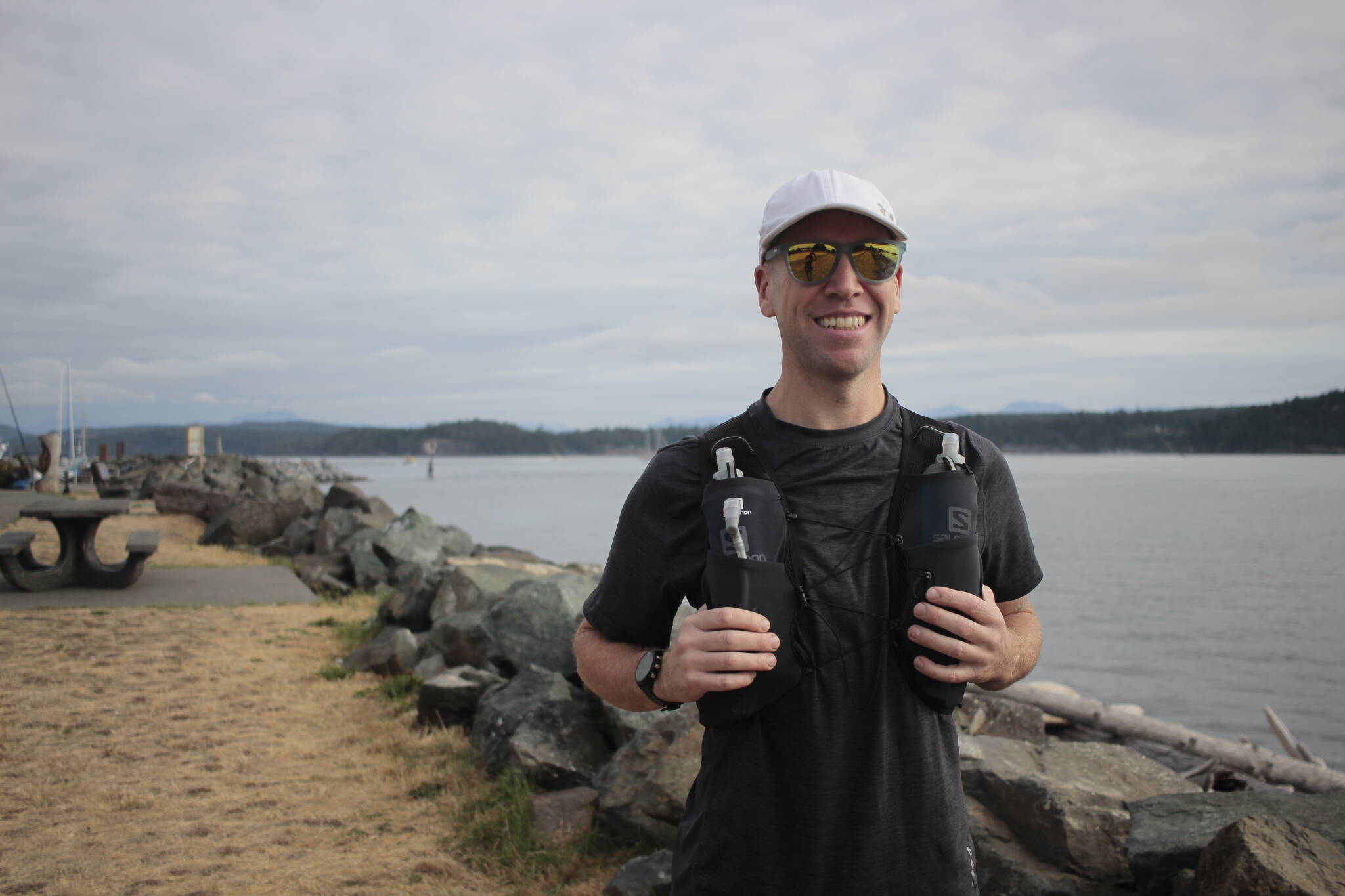 Ryan Rasmussen just before he set out on his 160 km run from Campbell River to Nanaimo last year. This year he will be running 200 km from Duncan to Campbell River. Photo by Marc Kitteringham / Campbell River Mirror