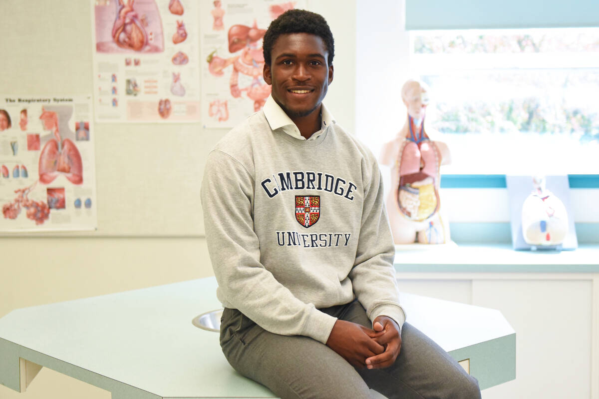 St. Michaels University School student Dave Duru hopes to study medicine at Cambridge University in the U.K., which has accepted him into its direct-entry medicine program. (Courtesy SMUS)
