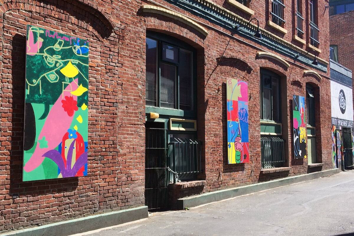 Kai Choufour’s work known as Newtopia shown here was selected by the City of Victoria for the Commercial Alley Outdoor Art Gallery’s fifth installation in 2017-2018. (Courtesy of the City of Victoria)