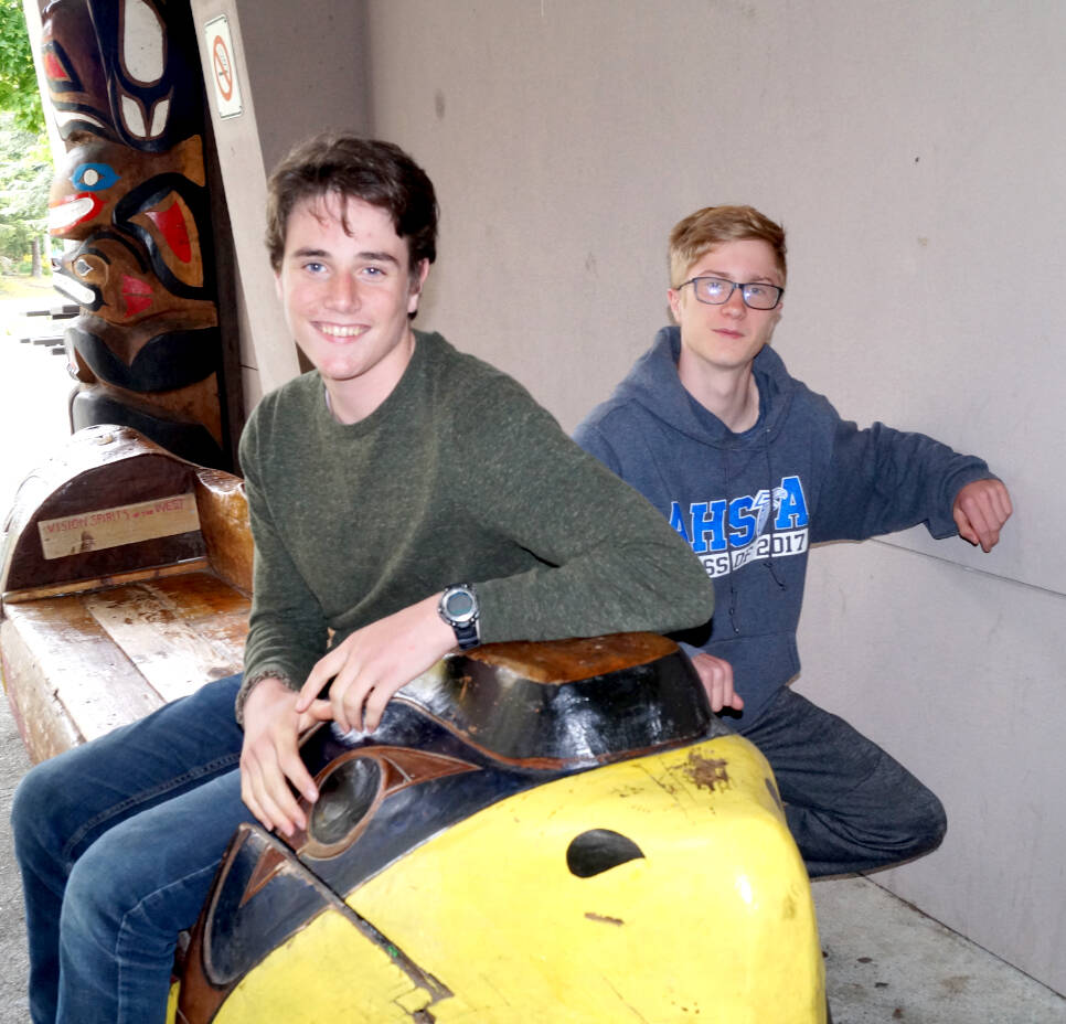 Finn Unger (left) and Vincent Magdziarz will compete in sailing in the B.C. Sumer Games. (Rick Stiebel - Sooke News Mirror)