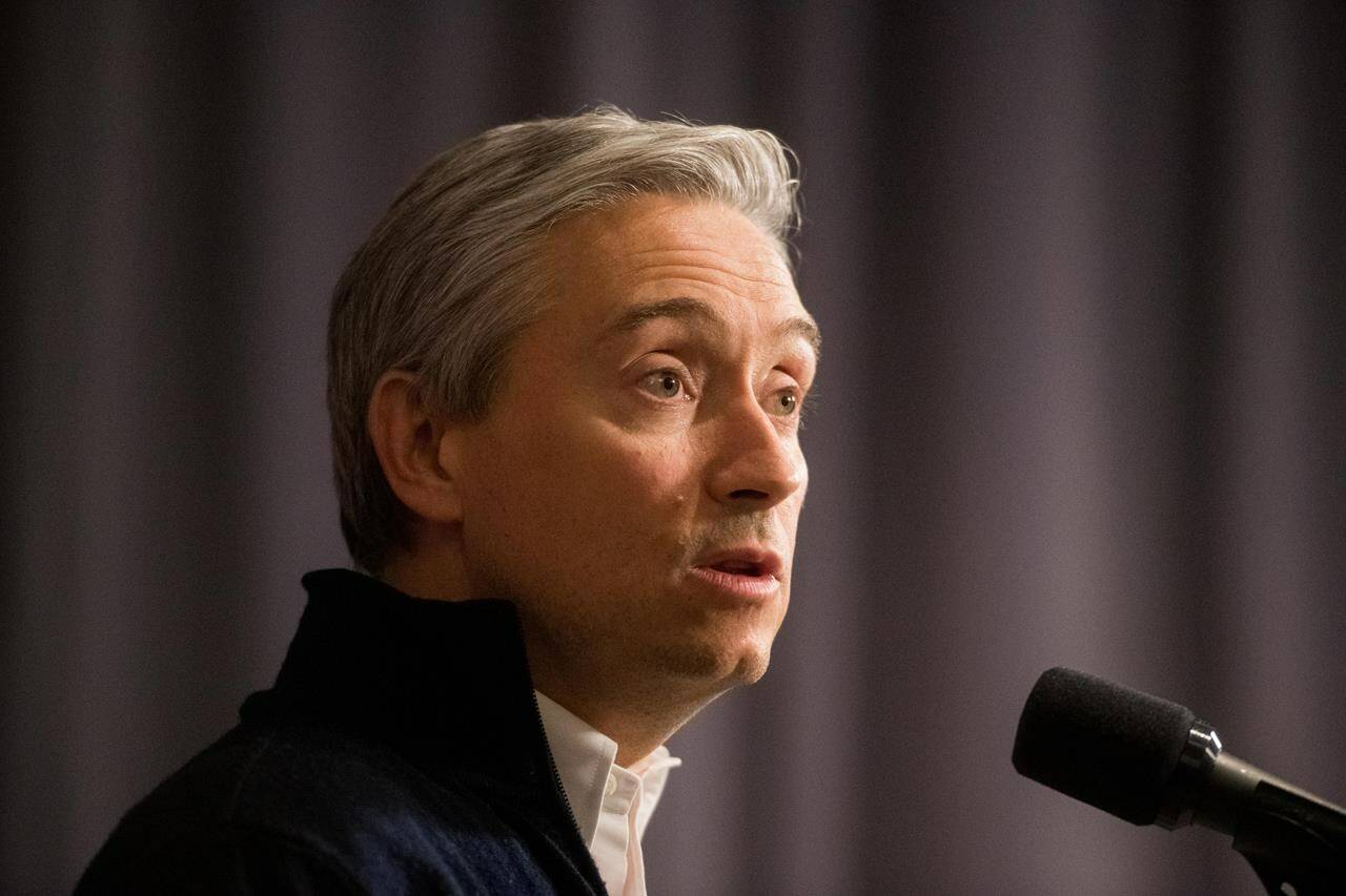 Current Innovation, Science and Industry Minister Francois-Philippe Champagne speaks to media during the Liberal cabinet retreat in Winnipeg, Sunday, Jan. 19, 2020. THE CANADIAN PRESS/Mike Sudoma