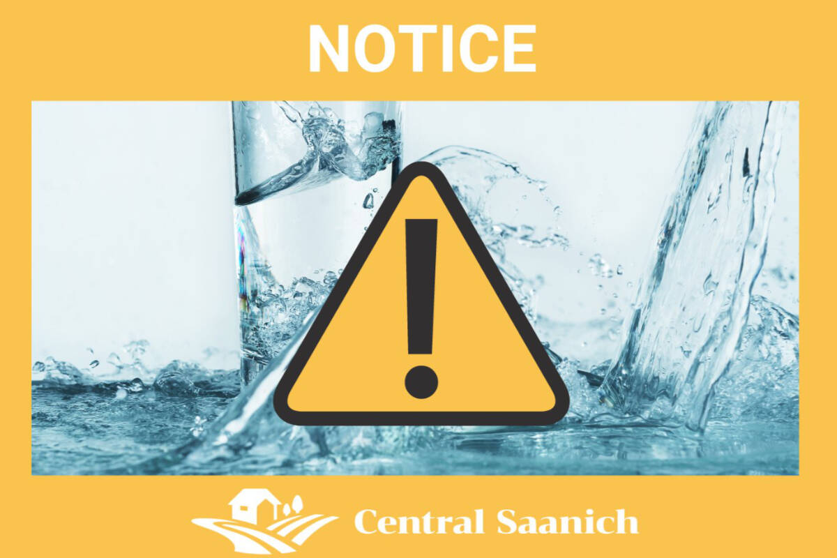 A water outage impacted a section of Central Saanich Road is expected to be restored by mid or late afternoon. (Central Saanich/Twitter)