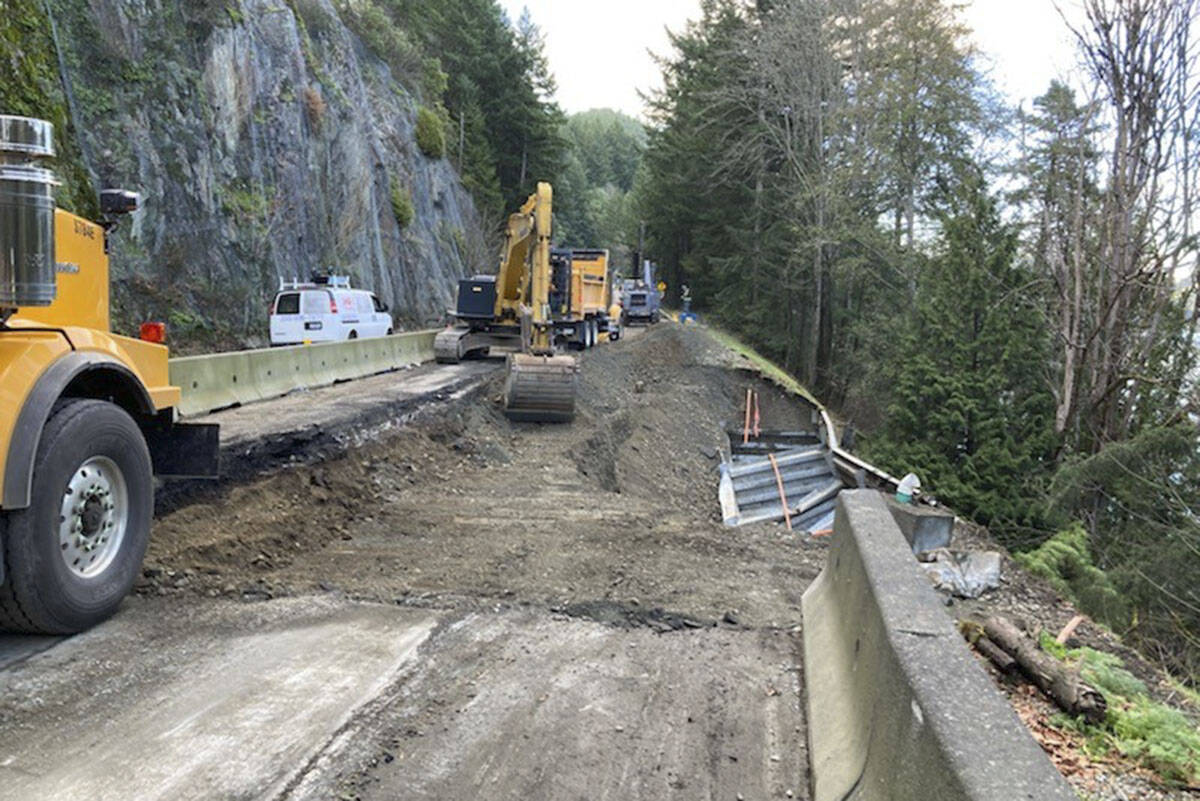 The Malahat will see more work overnight from July 18 to 20 as repairs from last fall’s intense rains continue. (Courtesy BC Transportation)