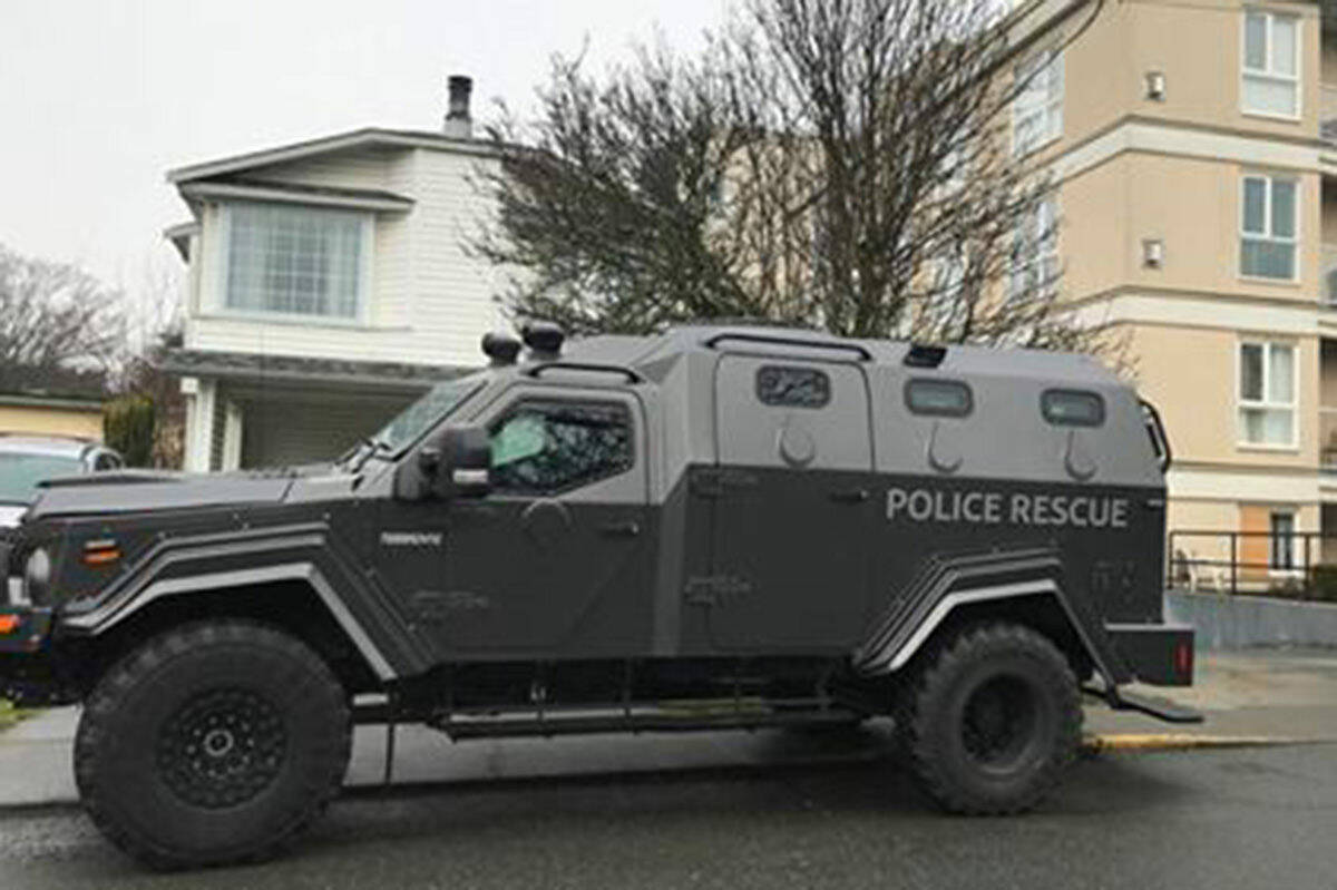 Greater Victoria Emergency Response Team helped remove a stolen vehicle suspect Wednesday from his unit in the 200-block of Gorge Road East after he barricaded himself inside and caused a multi-unit flood while trying to escape through a wall. (Black Press Media file photo)