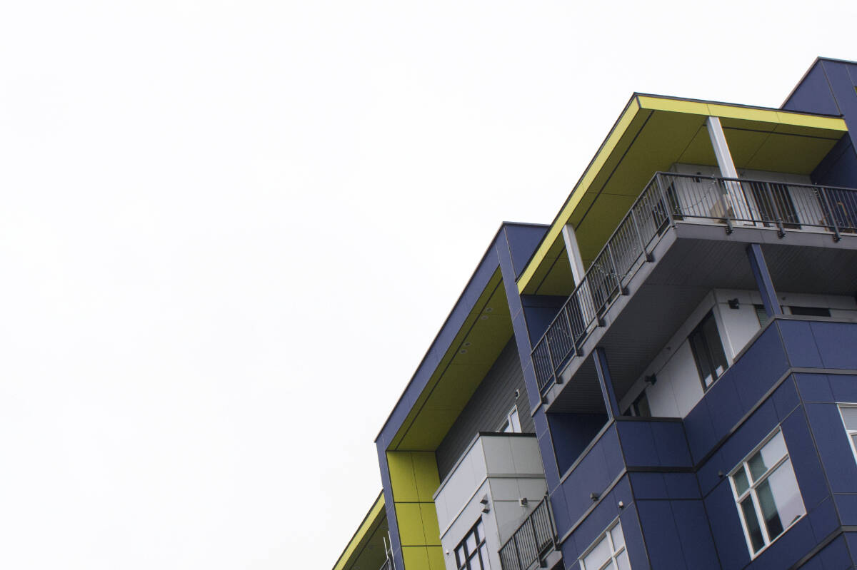 An information session on the program will be held Wednesday Aug. 17 from 6 to 8 p.m. in the Nootka Rose Atrium at the Langford Business Centre, 211-2840 Peatt Rd. Pictured is an apartment building on Orono Avenue. (Bailey Moreton/News Staff)