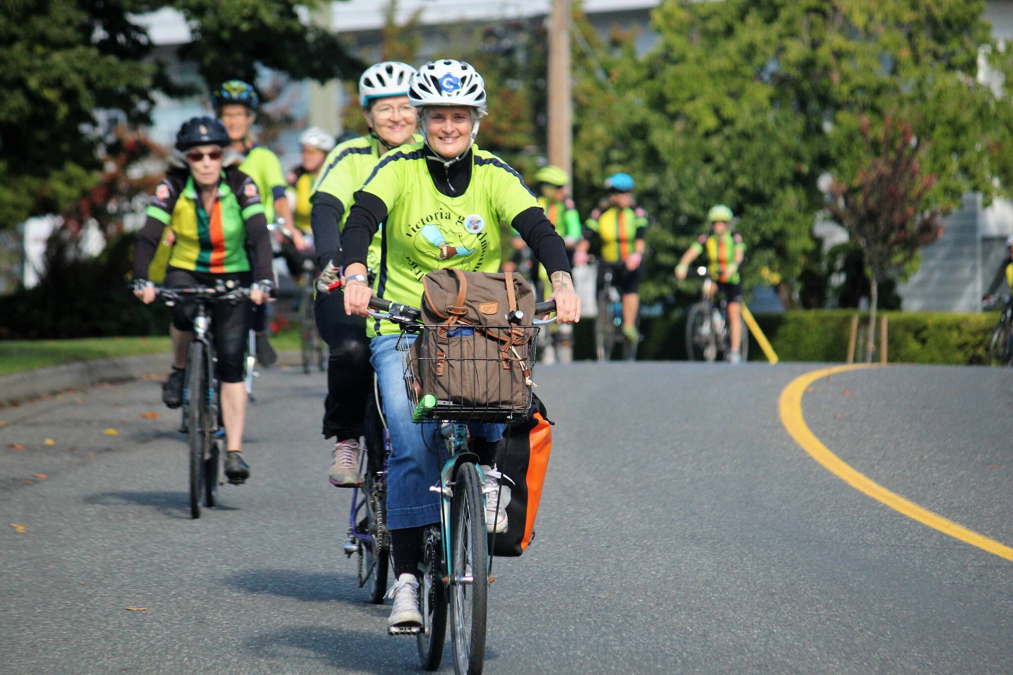 Participants in the Victoria Grandmothers for Africa ride set off during a previous year’s event. (Courtesy of Victoria Grandmothers for Africa)