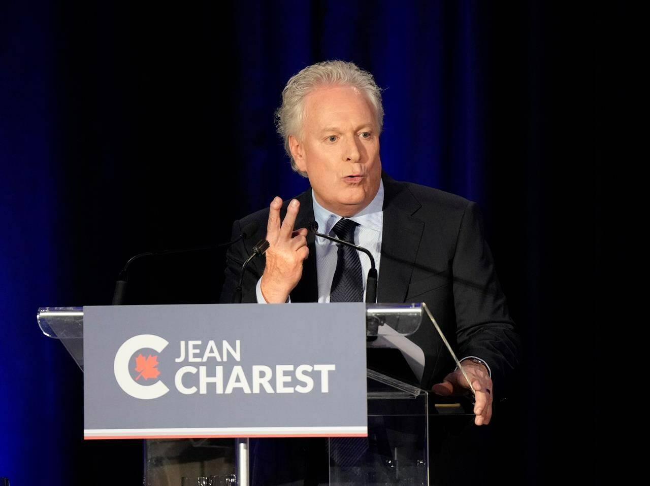 Jean Charest takes part in the Conservative Party of Canada French-language leadership debate in Laval, Quebec on Wednesday, May 25, 2022. The party’s last official debate of the race before results are revealed Sept.10 will happen tonight in Ottawa.THE CANADIAN PRESS/Ryan Remiorz