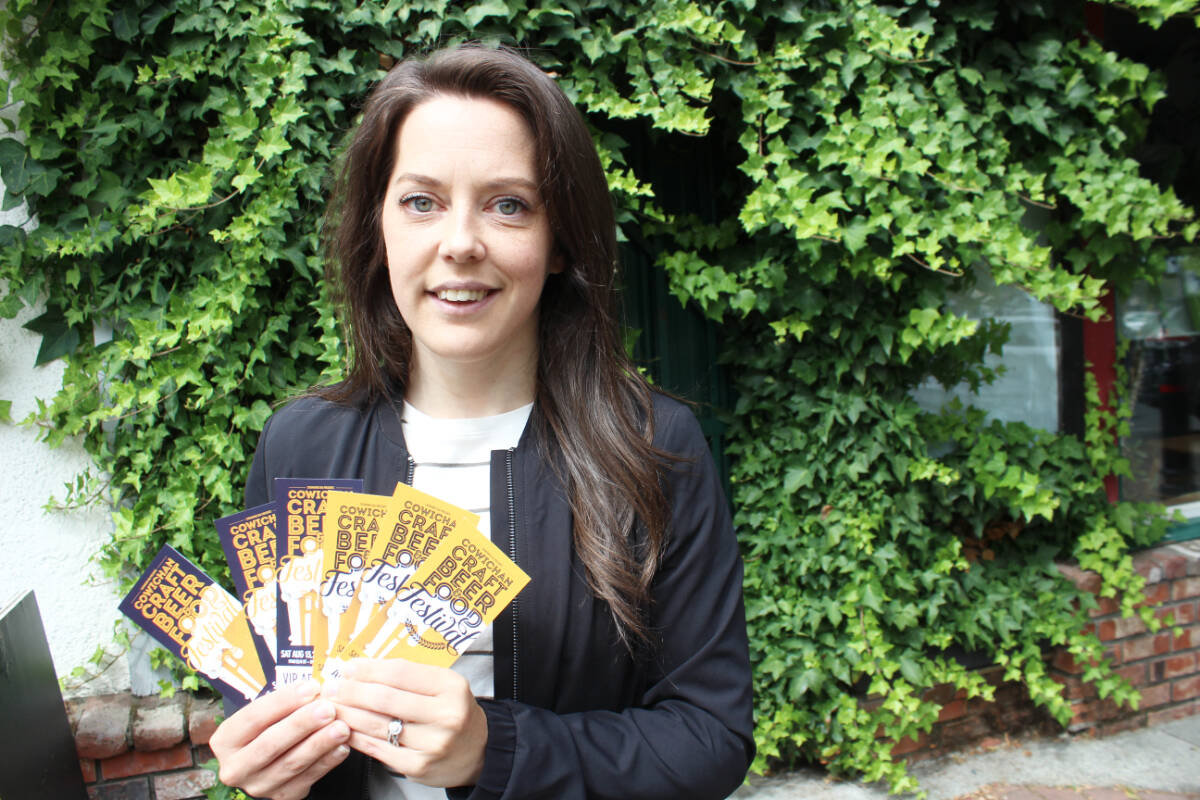 Michelle Williams with tickets to the Cowichan Craft Beer & Food Festival that are like liquid gold. (Photo by Don Bodger)