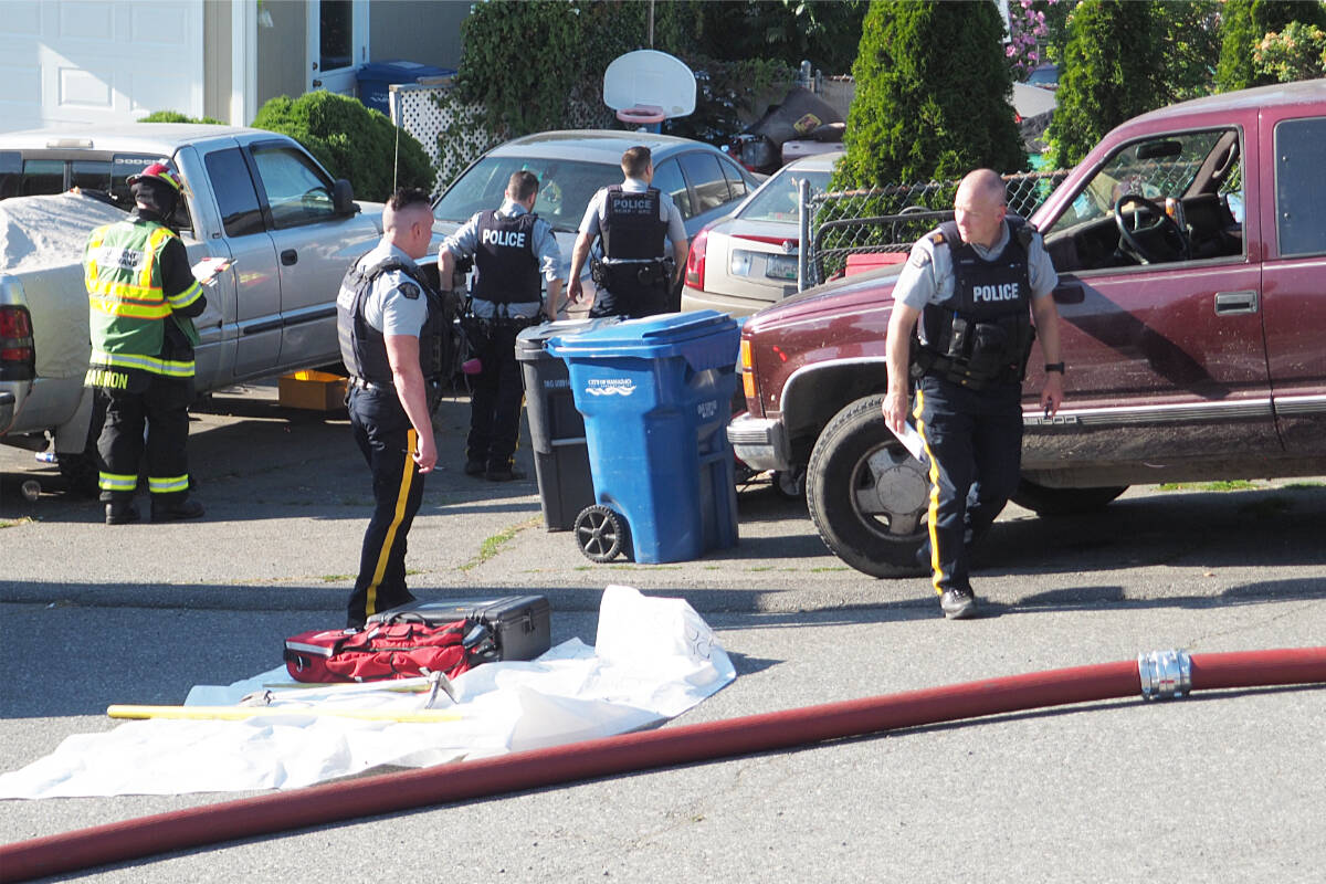 Nanaimo RCMP are investigating the death in a recent house fire as a homicide. (Chris Bush/News Bulletin)