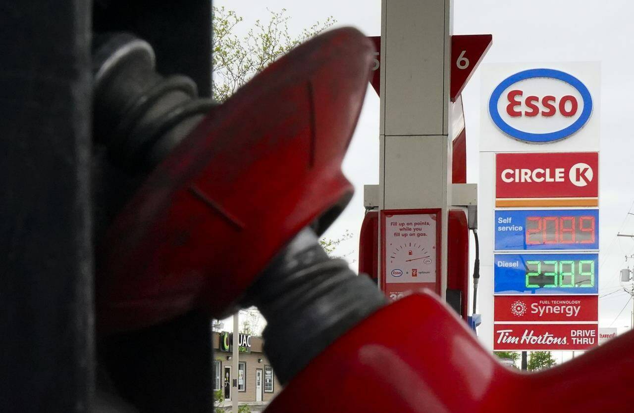 Gas prices are displayed in Carleton Place, Ont., on May 17, 2022. Statistics Canada will release its July reading of the consumer price index this morning. Economists are expecting inflation already peaked given the significant decline in gas prices since June. RBC is forecasting the year-over-year inflation rate fell from 8.1 per cent in June to 7.7 per cent in July. THE CANADIAN PRESS/Sean Kilpatrick