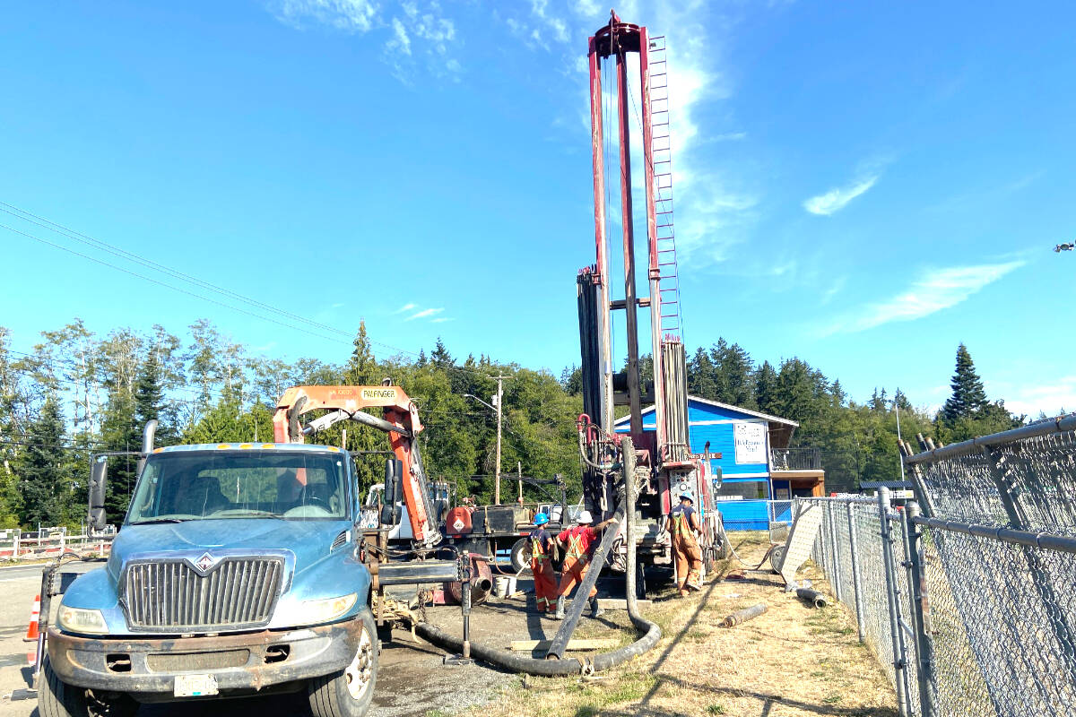 Fred Milne Park in Sooke saw the drilling of a new water well on Thursday. The project is jointly funded by the Sooke Community Association and Juan de Fuca Electoral Area. (Kevin Laird - Sooke News Mirror)