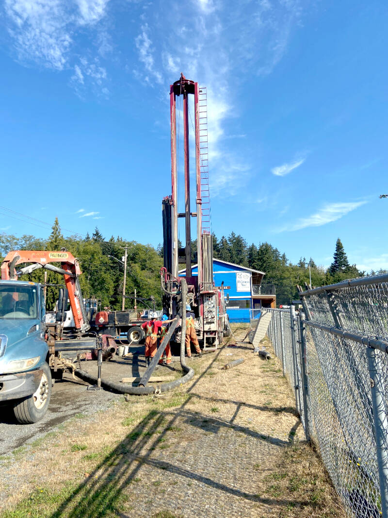 Fred Milne Park in Sooke saw the drilling of a new water well on Thursday. The project is jointly funded by the Sooke Community Association and Juan de Fuca Electoral Area. (Kevin Laird - Sooke News Mirror)