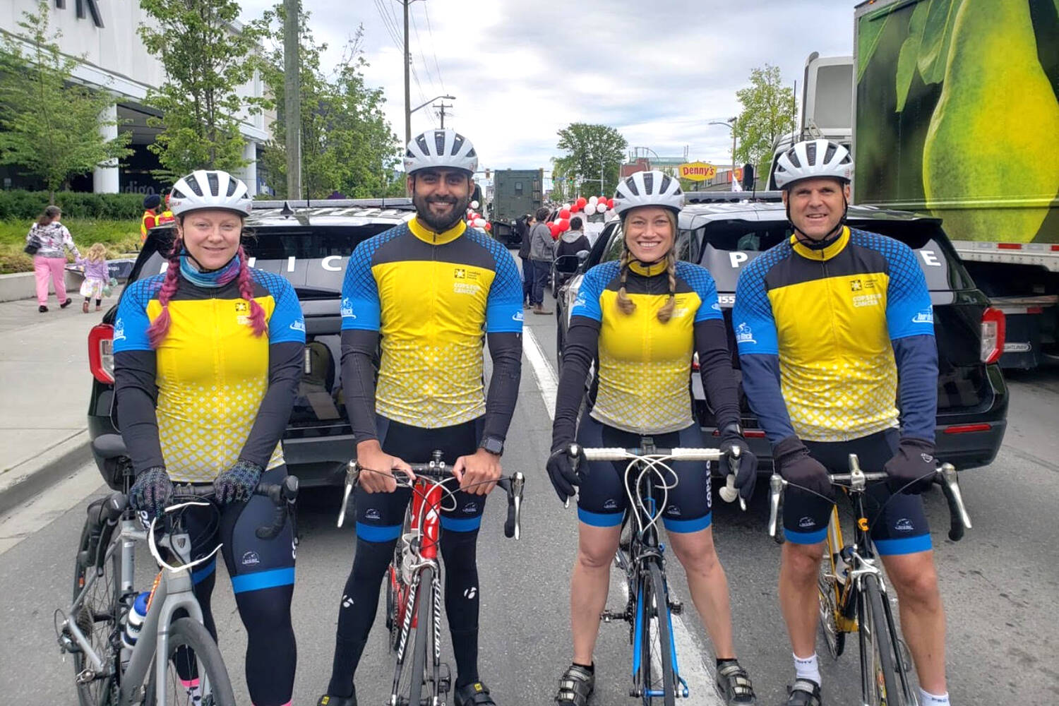 Saanich Police members train for this year’s Tour de Rock, which kicks off Sept. 24 in Port Hardy. (Courtesy of Trent Edwards)