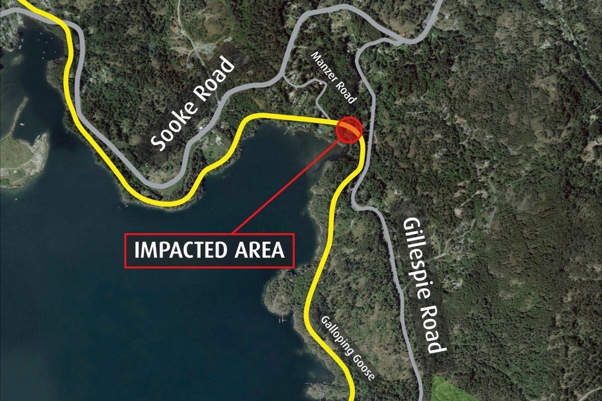 Repair work on the Galloping Goose Regional Trail’s Veitch Creek bridge will begin on Thursday, Sept. 1. (Courtesy CRD)
