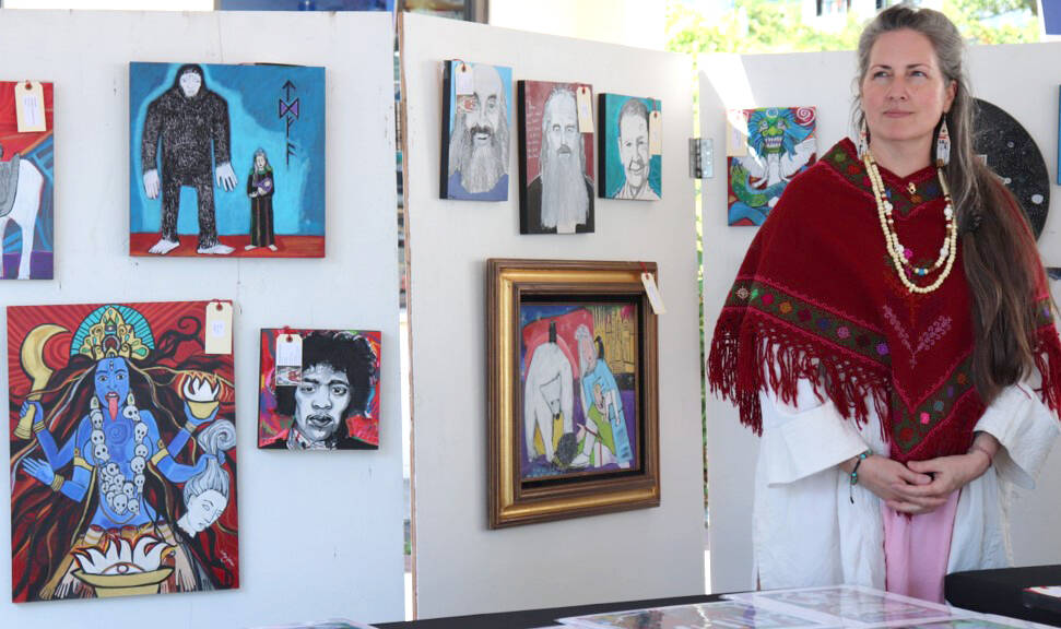 Guest artist Coco Jones displays pieces at Arts on the Avenue event this past weekend. (Arts Council of Ladysmith and District photo)