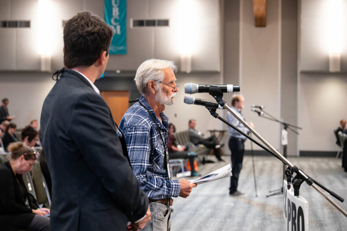 Metchosin Mayor John Ranns speaks against a resolution in favour of a guaranteed livable basic income during the 2022 Union of B.C. Municipalities Convention in Whistler. The resolution supported by Coun. Jeremy Loveday of Victoria passed. (Photo courtesy of the Union of British Columbia Municipalities)