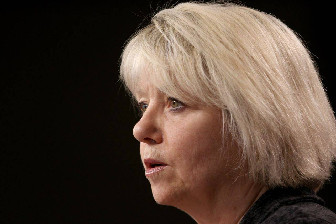 Provincial health officer Dr. Bonnie Henry speaks during a COVID-19 update at the legislature in Victoria, B.C., on Thursday, March 10, 2022. THE CANADIAN PRESS/Chad Hipolito