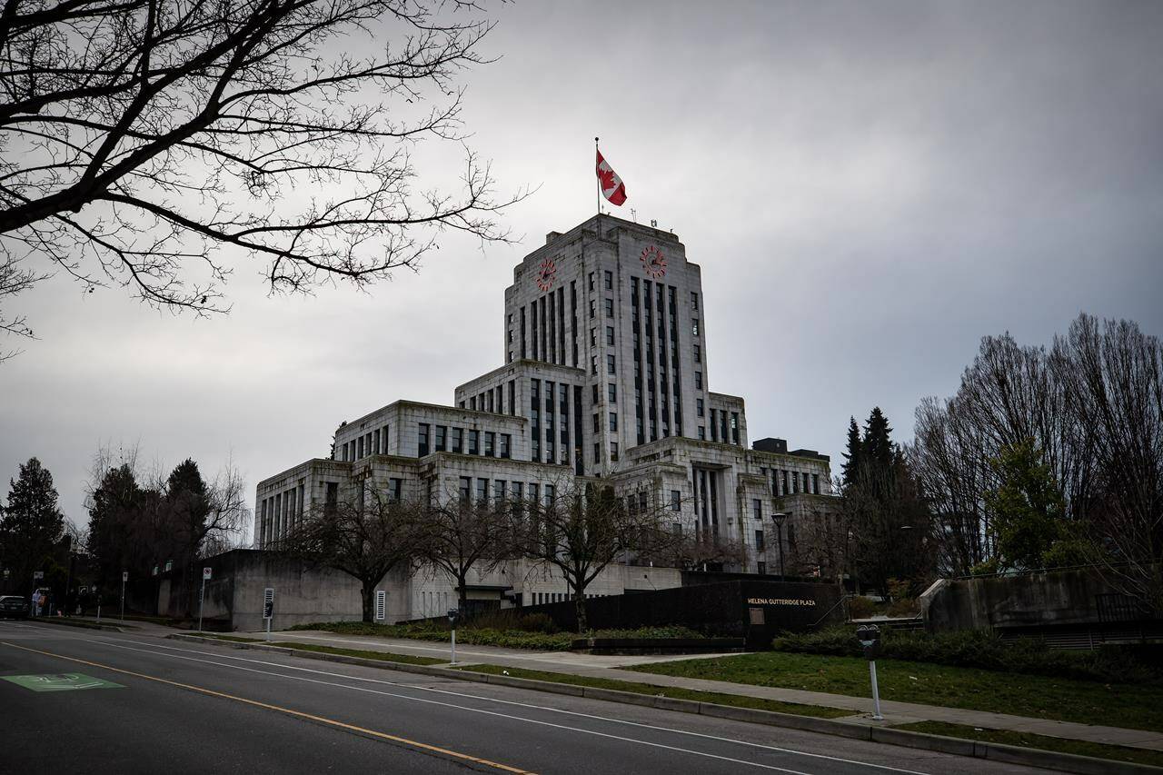 Vancouver City Hall is seen in Vancouver, on Saturday, January 9, 2021. Vancouver’s chief election officer has filed a court application seeking to declare that 15 candidates in upcoming municipal polls are not entitled to have their names on the ballot papers in Chinese, Persian or other non-Latin characters.THE CANADIAN PRESS/Darryl Dyck