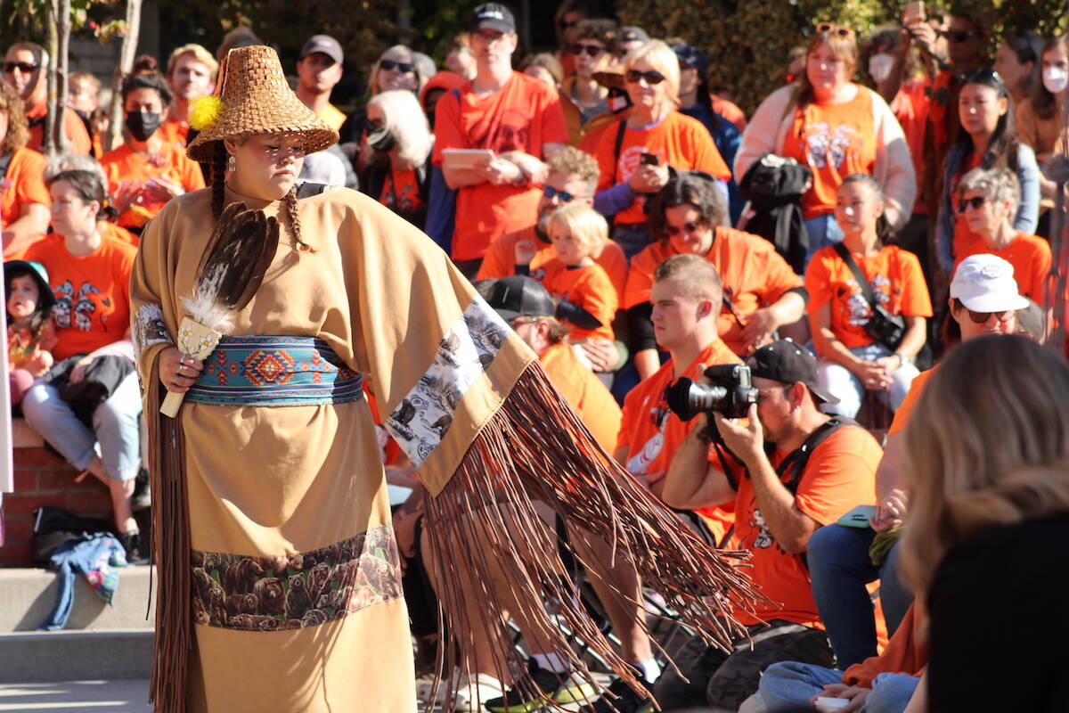 Victoria’s Orange Shirt Day ceremony at Centennial Square on Sept. 30. (Jake Romphf/News Staff)