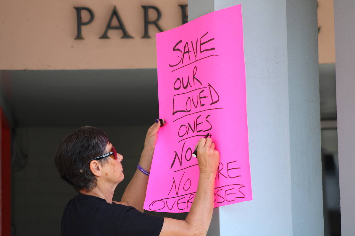 An attendee of an International Overdose Awareness day event in Victoria. Island Health issued an overdose advisory on Oct. 4. (Jake Romphf/ News Staff)
