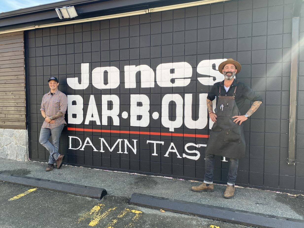 Owners Josh Goyert (left) and Chris Jones (right) outside their new location on Goldstream Avenue. (Courtesy of Chris Jones)