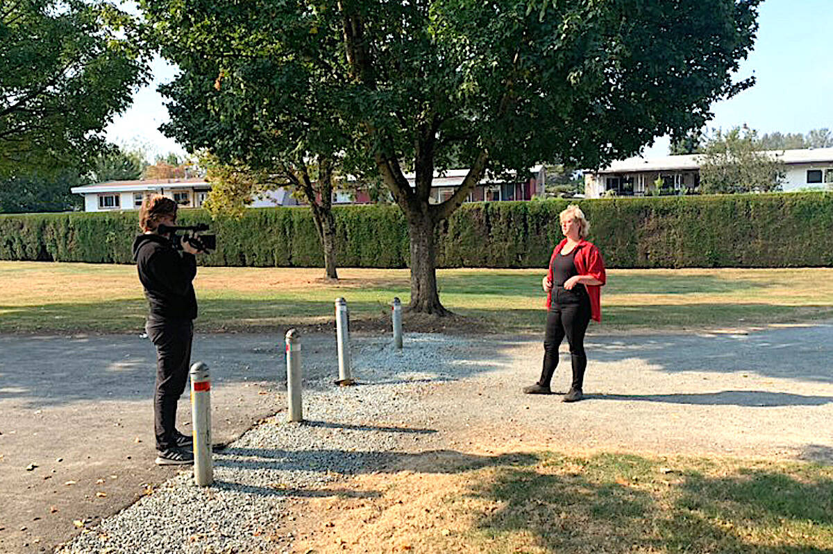 Isabella Oberst being filmed for Youtube video, ‘We need change’ by Students’ Voice. (Students’ Voice)