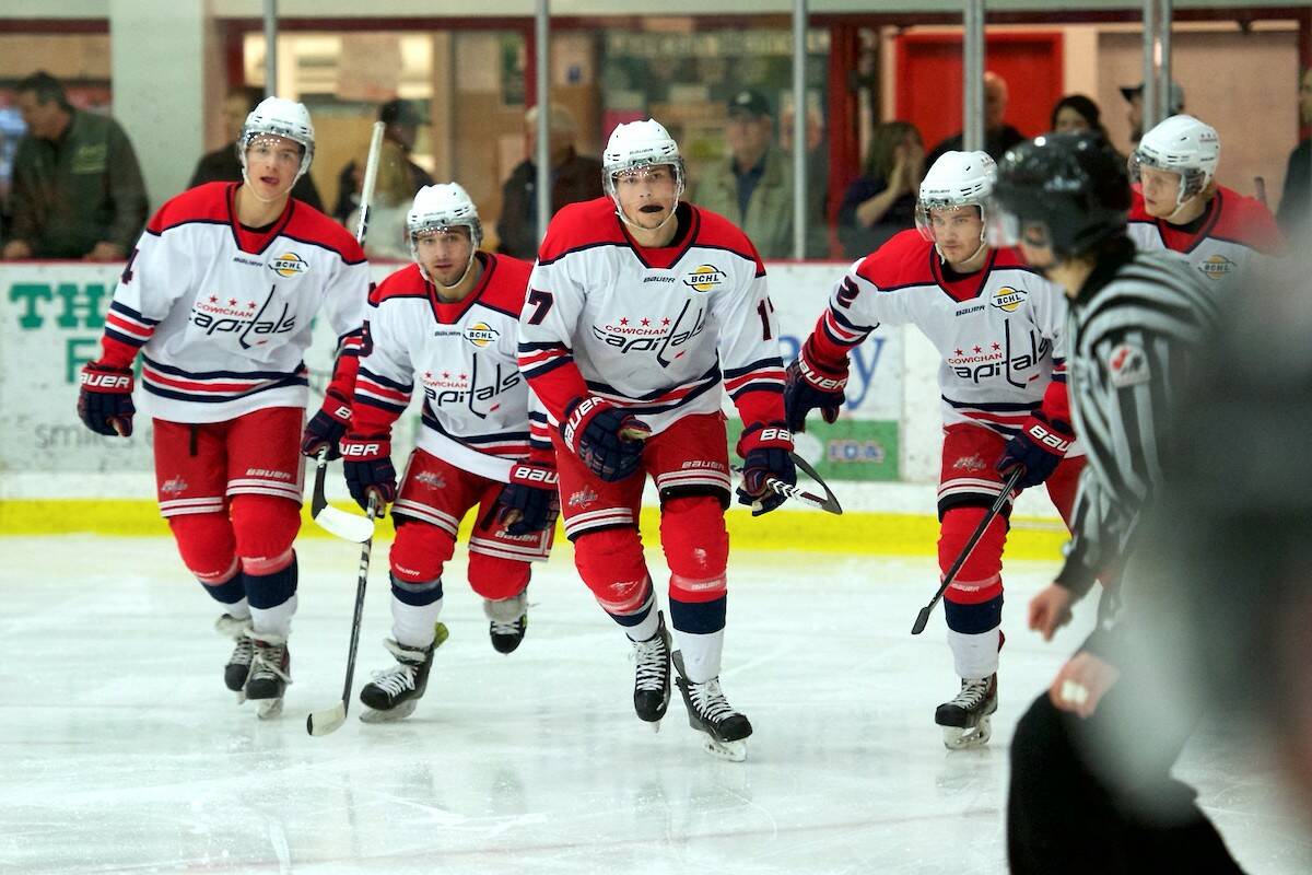 The Caps next play at the Cowichan Community Centre on Sunday, Oct. 30, when they welcome the Coquitlam Express. The puck drops at 2 p.m. (Todd Blumel photo)