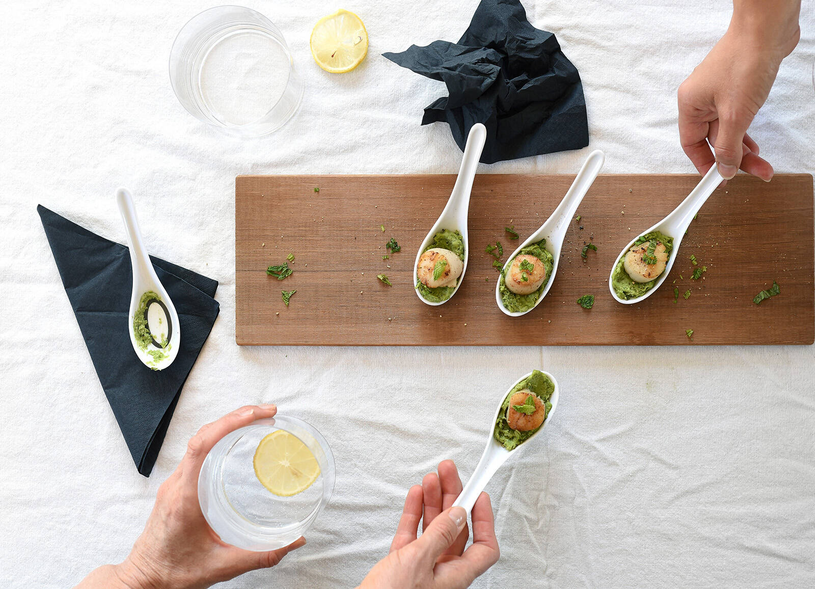 September 7, 2022 - Scallops and peas for finger food story by Ellie Shortt. Don Denton photo