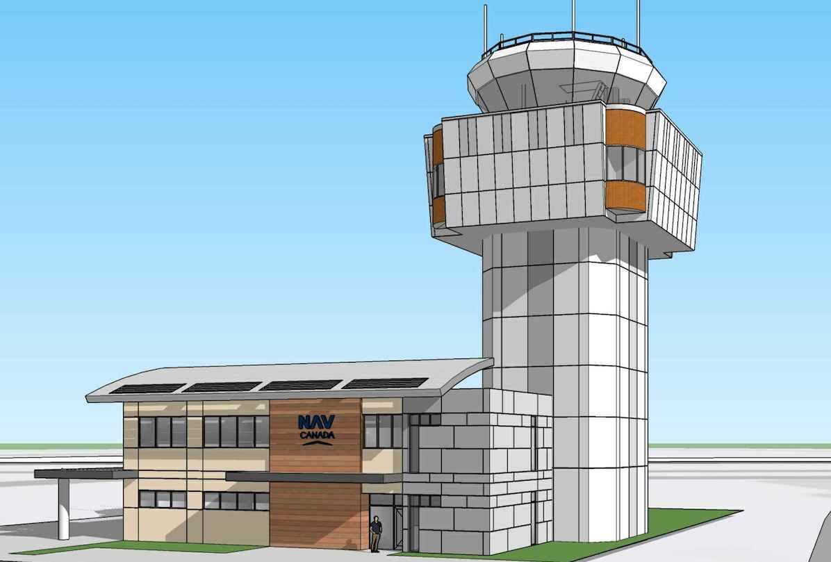 The concept drawing of the new air traffic control tower that will be constructed at Victoria International Airport. (Courtesy of Nav Canada)
