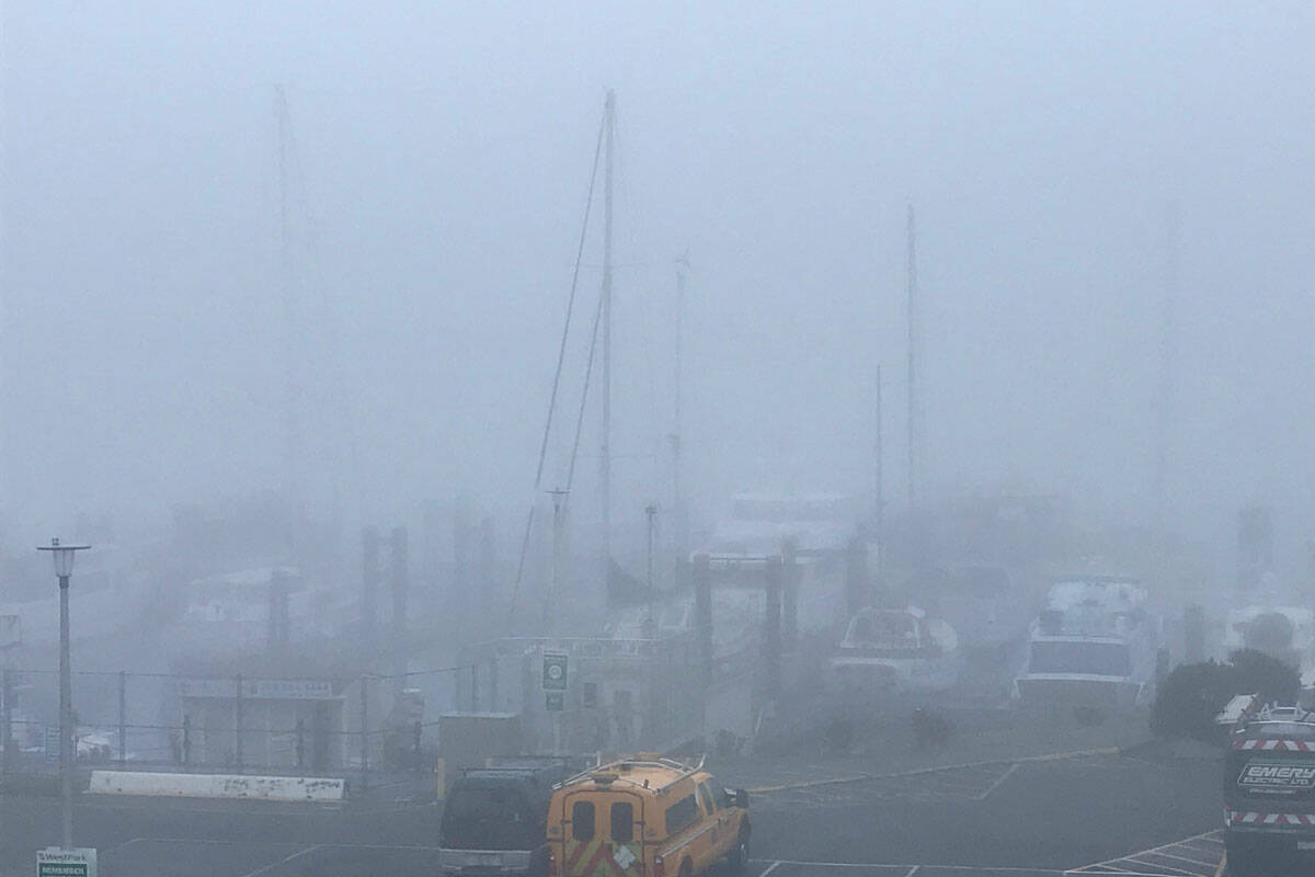 Dense fog blankets Greater Victoria and Vancouver Island’s east coast Nov. 15. (Black Press Media file photo)