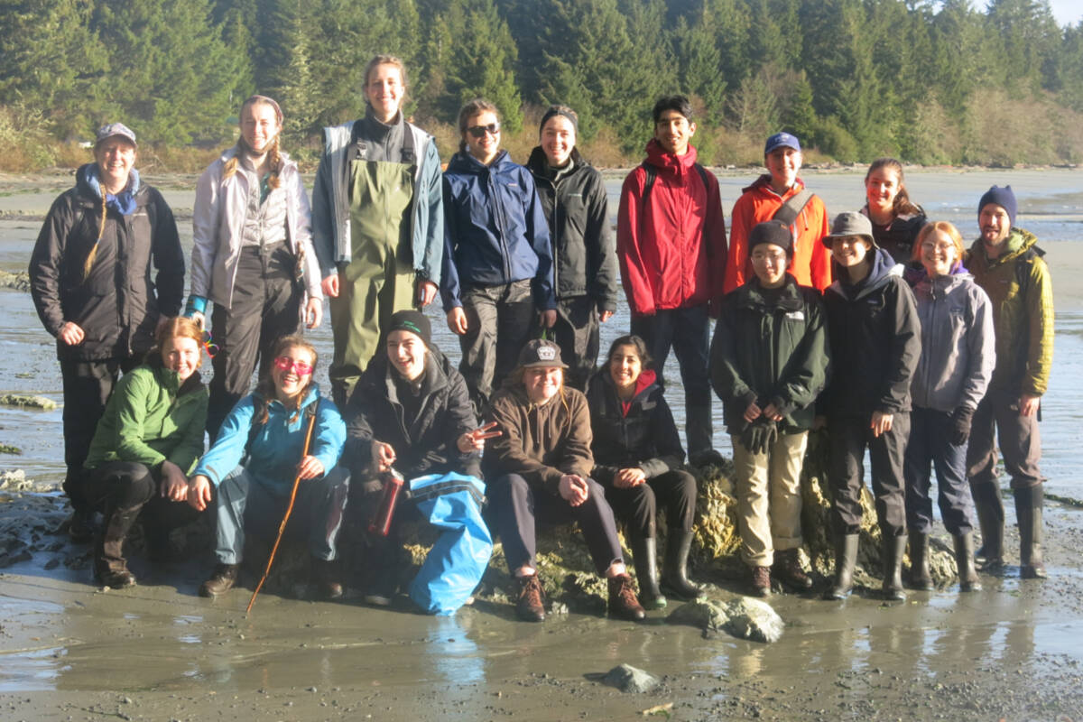 Stelly’s Global Perspectives Class, here seen earlier in 2022 on Vargas Island near Tofino, where UNESCO maintains a biosphere reserve, will host the annual Global Gala fundraiser for an incoming 2023 to Costa Rica, where Grade 12 members of the class will work on a project supporting female empowerment. (Photo courtesy of Stelly’s Secondary)