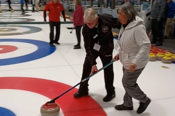 Kelvin Adams is trying to set up a blind curling team in Campbell River, after being inspired by the sport at a Canadian Council of the Blind winter sports event in Kelowna. Photo courtesy Kelvin Adams