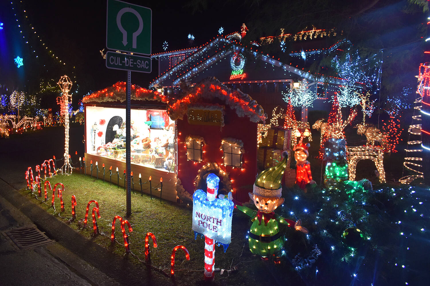 This home in the 1700-block of Sansum Park Drive in North Saanich was a popular destination for fans of Christmas lights last holiday season. The season’s top decorated homes are eligible to win prizes through the Thrifty Foods Light up the City event. (Black Press Media file photo)